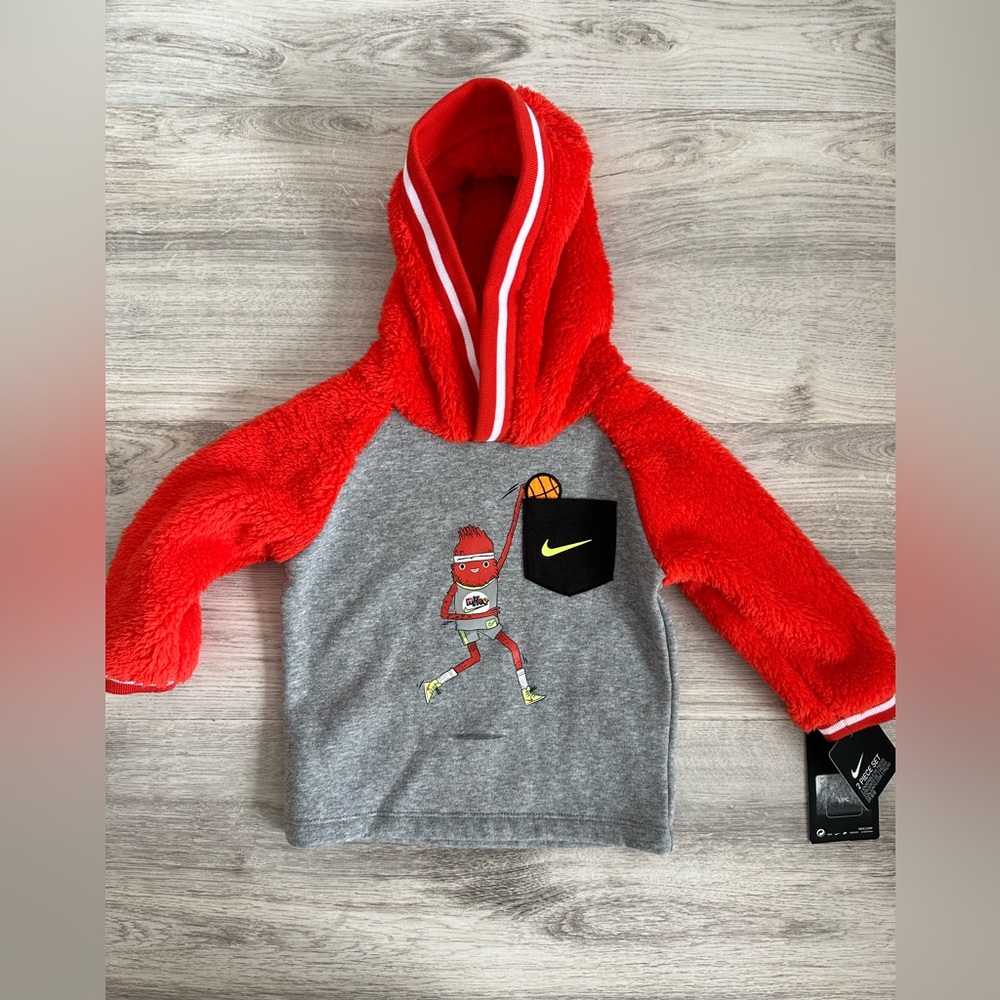 Nike red and gray boys hoodie Size 12M NWT